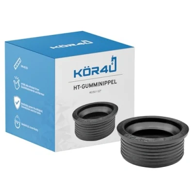 Afbeelding van kör4u Sifon Afdichting voor wastafel, 40 x 50 mm, zwart, manchet, rubberen nippel afvoerpijp