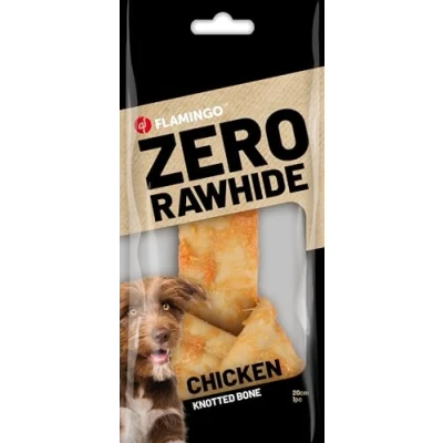Afbeelding van Flamingo ZERO RAWHIDE Hondensnacks Kauwstaaf hond Geknoopt been met kip 20cm, 1st, 180g