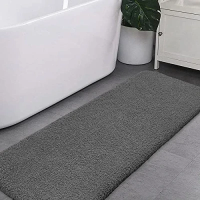 Afbeelding van Zachte badmat, antislip, superabsorberende mat van dikke en pluizige microvezel, machinewasbaar, extra lang, 50 x 122 cm (donkergrijs)