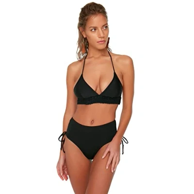 Afbeelding van Trendyol Dames Alternatief Gebruik Hoge Taille Zes Bikini Bottoms, Zwart, 34