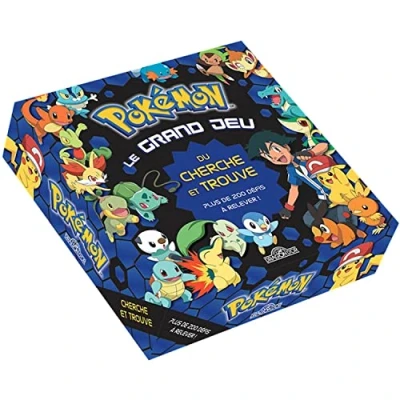 Afbeelding van Pokémon Le grand Jeu du cherche et trouve de société Dès 6 ans: Plus 200 défis à relever ! Contient : un plateau jeu, cartes défis, dé, sablier, 20 cartes, des pions