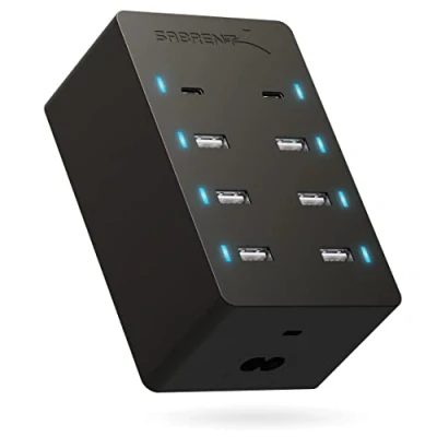 Afbeelding van Sabrent 100 Watt 8 Port Family Sized USB Rapid Charger [UL Certified ] Includes 2 PD (Power Delivery) Ports (AX ADPD)