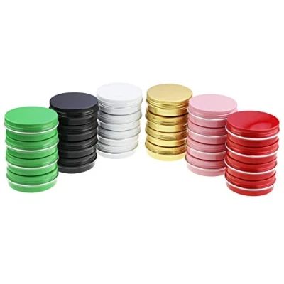 Afbeelding van 24 stuks multi gekleurde ronde aluminium blikjes schroefdeksel metalen glazen lege glijbaan slide container (60 ml)