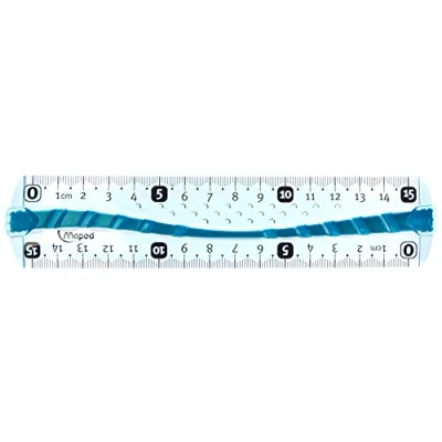 Afbeelding van Maped platte liniaal, onbreekbaar, met vuilafstotende randen en zacht, antislip, 15 cm, kleur: blauw