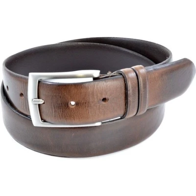Afbeelding van Heren riem volnerf Leer Bruin 3.5 cm Breed Broekriem Nette Pantalon Maat: 105 / Totale lengte 120 Echt