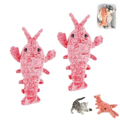 Afbeelding van Floppy Lobster Interactive Dog Toy,Soft &amp; Washable Cute Cat Toys,Interactive Toy,Floppy Toy,USB Charging Jumping Toys,Plush Chew Toy(2Pink)