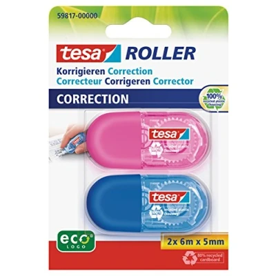 Afbeelding van tesa 59817 00000 00 Correctieroller ecoLogo Blauw, Pink (l x b) 6 m 5 mm 2 stuk(s)