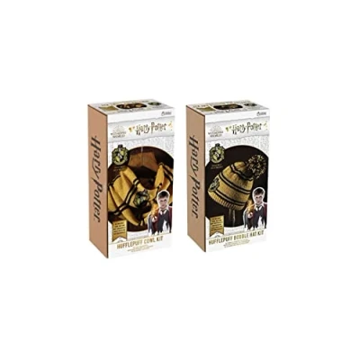 Afbeelding van Harry Potter Hogwarts Hufflepuff sjaal met lussen + beanie muts