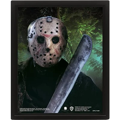 Afbeelding van Pyramid International Freddy VS Jason poster in 3D, Lenticulaire (Jason Voorhees Design) Vrijdag de 13e muurdecoratie 25 cm x 20 1,3 doos frame officiële koopwaar