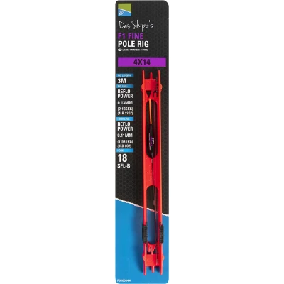 Afbeelding van Preston Des Shipp&#039;s F1 Fine Pole Rig 3m 0.13mm 0.11mm haak 18 Maat : 4x12