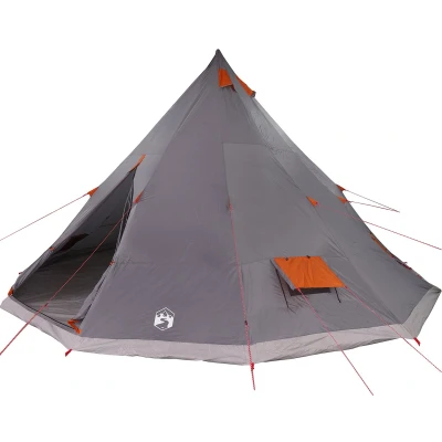 Afbeelding van vidaXL Familie Tent Tipi Grijs en Oranje 12 Persoons Waterdicht