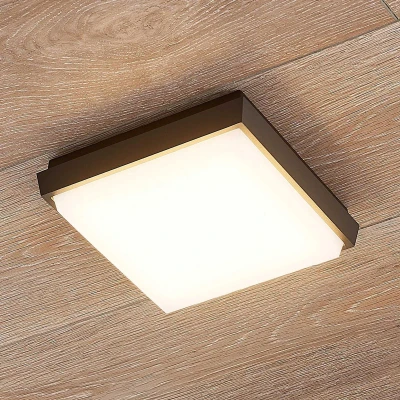 Afbeelding van Lucande LED plafondlamp polycarbonaat, drukgegoten aluminium H: 4.5 cm wit, donkergrijs