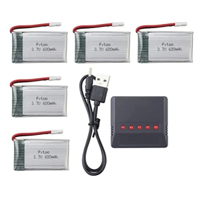 Afbeelding van ZYGY 5PCS 3.7V 600mAh Lithium batterij &amp; 5 in 1 oplader voor MJX X708 X708W X709 UDI U45 W U42 U42W SYMA X5C X5SW X5SC S5 S5C S5W E32HW SS40 FQ36 T32 T5W H42 cw4 rc drone