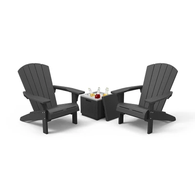 Afbeelding van Keter Troy Adirondack Tuinstoel 2 stuks 85x80x96,5cm + Ice Cube tafel Grafiet