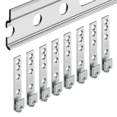 Afbeelding van Gedotec Wandrail H10282 lengte 2000 mm 1 set ophangrail bovenkast met 8 stuks kasthangers om op te hangen staal verzinkt hangrail kastophanging voor wandmontage