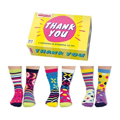 Afbeelding van ODD SOCKS Damessokken Thank You Multipack Mismatched 37 42 Cadeaudoos