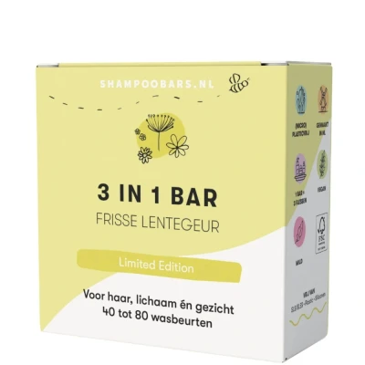 Afbeelding van Shampoo Bar Frisse Lentegeur Handgemaakt in Nederland SLS &amp; SLES vrij Dierproefvrij Plasticvrij Vegan 100% biologisch afbreekbare verpakking