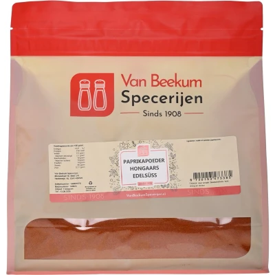 Afbeelding van Van Beekum Specerijen Paprikapoeder Hongaars (Edelsüss) 1 kilo (hersluitbare stazak)