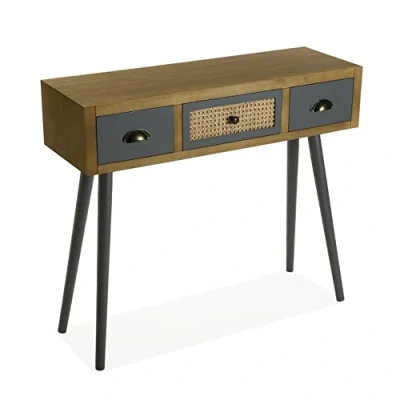 Afbeelding van Versa Pandora Smalle hal of vestibule Entree meubilair, Console Tafel, met 3 lades, Afmetingen (H x B H) 79 30 90 cm, Hout, Kleur Bruin