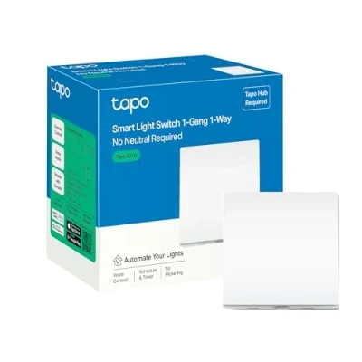 Afbeelding van Tapo Smart Light Switch 1 Gang Manier, Voice Control Lichtschakelaars, Away Mode, Geen Neutraal Nodig, Batterij inbegrepen Switch, Werk met Alexa &amp; Google, Hub apart vereist (Tapo
