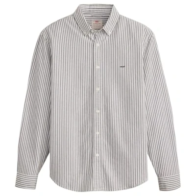 Afbeelding van Levi&#039;s heren Authentic regular fit overhemd met streepprint in de kleur Grijs, maat: XS