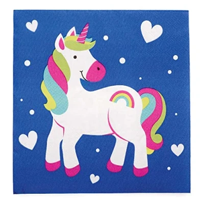 Afbeelding van Baker Ross FC974 Regenboog Eenhoorn Feest Servetten Set van 20 servetten, kinderen partij papier wegwerp verjaardag tafelgerei,