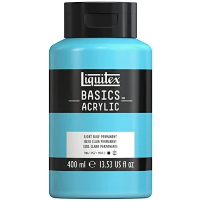 Afbeelding van Liquitex Basics 8870327 Monopigmenteerde acrylverf, kunstenaarspigmenten, lichtecht, gemiddelde viscositeit, archiefkwaliteit, zijdeglanzende afwerking, 400ml Light Blue Permanent