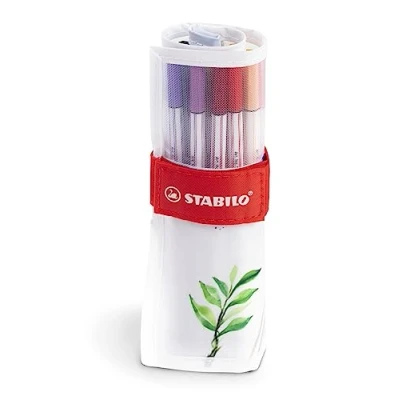 Afbeelding van Stabilo Pen 68 Brush Premium viltstiften met penseelpunt, rollerset 18 verschillende kleuren