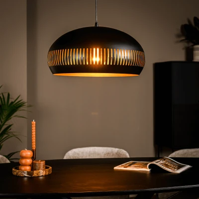 Afbeelding van Vurna Janelle hanglamp 1L 50 cm breed zwart Staal