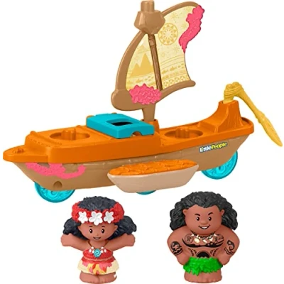 Afbeelding van Fisher Price Little People Disney Princess Moana &amp; Mauis Kano zeilboot met figuren voor rollenspellen, vanaf 18 maanden