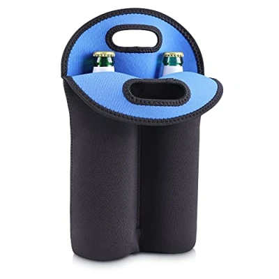 Afbeelding van kwmobile 2 in 1 flessenkoeler Koeltas Voor flessen 500 ml flesjes bier en frisdrank Koeler van geisoleerd neopreen zwart/donkerblauw
