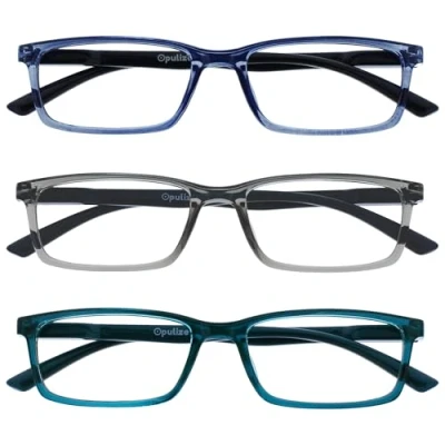 Afbeelding van Opulize See 3 Stuks Blauw Licht Blokkeert Leesbril Grijs Turkoois Computer Ontspiegeld Unisex BBB9 37Q +2,00