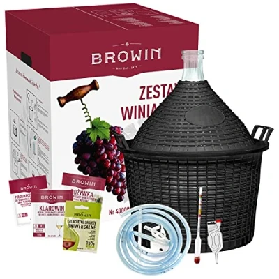 Afbeelding van Browin 400000 Wijnbereiding starterskit met 15l Demijohn, voor beginners en professionals, complete set wijnbrouwen, cider, mede, cadeau idee, normaal, groot