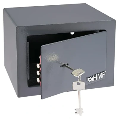 Afbeelding van HMF 49216 11 kluis kleine met sleutel, meubelkluis, 23 x 17 cm, antraciet