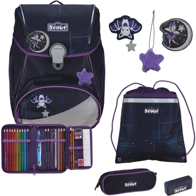 Afbeelding van Scout Schooltas Safety Light Alpha Set 4 delig Spooky Starlight Donkerblauw