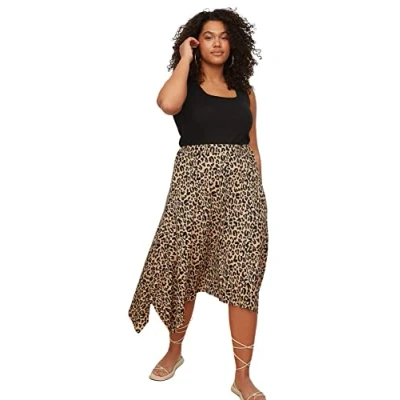 Afbeelding van Trendyol Zwarte Asymmetrische Gebreide Rok In Grote Maten Tbbss22Et0253