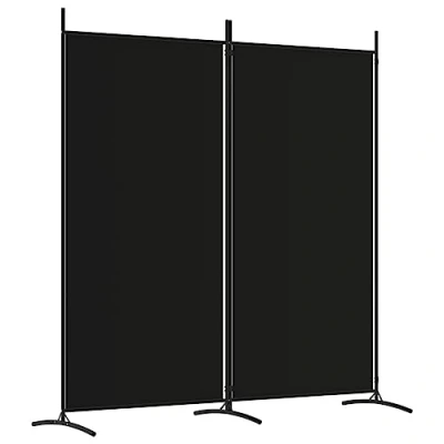 Afbeelding van vidaXL Kamerscherm met 2 panelen 175x180 cm stof zwart, scheidingswand, decoratief scherm, kamerafscheiding, ruimteverdeler, woonkamerscherm