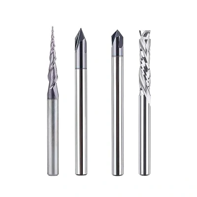 Afbeelding van SpeTool 4 Stukken Freesset 4mm Schacht Volledig Wolfraamcarbide VHM CNC Frees V Groeffrees Schachtfrees Houtfrees frezen voor bovenfrees Hout Graveren