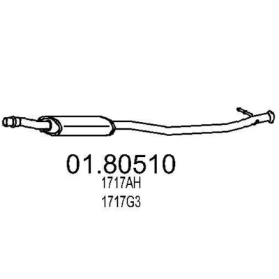 Afbeelding van MTS 01.80510 Middendemper 1720mm CITROЁN: Xsara Picasso (N68) 1.8 16V 2000 2005