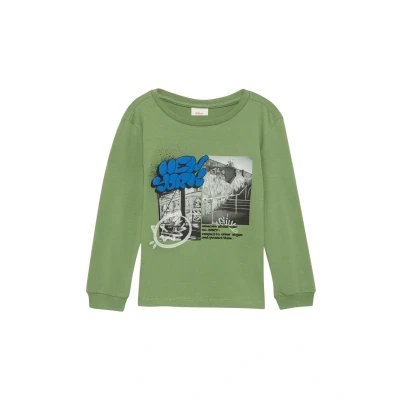 Afbeelding van s.Oliver Weiches MIT Frontprint Longsleeve voor kinderen, Maat: 116/122, Hellgrün