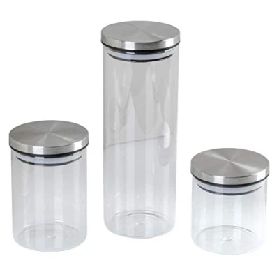 Afbeelding van axentia Set voorraadpotten, zilver/zwart/wit/helder, 300 ml, 500 ca. 1000 ml