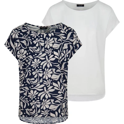 Afbeelding van DENIMFY Dames Blouse DFJule 2er bequem Veelkleurig XXL Ronde Hals Volwassenen