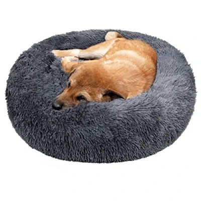Afbeelding van TAMOWA Kattenbed, hondenbed, donut huisdierbed, hond en kat ronde warme knuffelkennel zachte puppy bank, kattenkussen bed slaapzak verbeterde slaap, 60 cm, donkergrijs