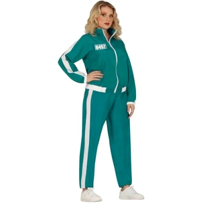 Afbeelding van Guirca Squid Game Pak Deelnemer Groen Retro Trainingspak Volwassen Vrouw Maat 46 48 Carnavalskleding Verkleedkleding
