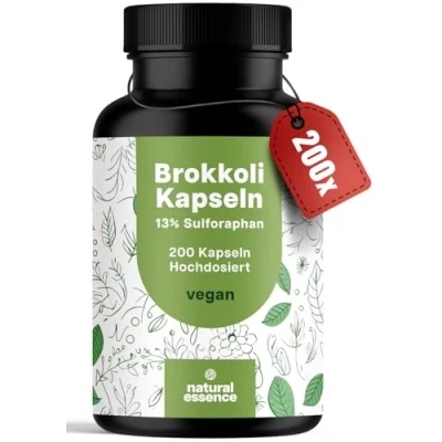 Afbeelding van broccoli capsules 200 sulforafaancapsules hoge dosis 500 mg per capsule 130 sulforafaan 2 broccolisproeten veganistisch en geproduceerd in Duitsland van extract