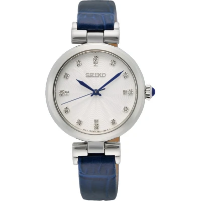Afbeelding van Seiko SRZ545P1 Horloge staal leder zilverkleurig blauw 30 mm