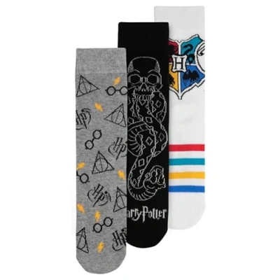 Afbeelding van Harry Potter Hogwarts Herensokken voor heren, sneakerkousen (verpakking van 3 stuks), Meerkleurig, 39 42 EU