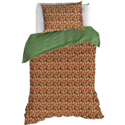 Afbeelding van Dekbedovertrek De Witte Lietaer Flowerpower Green Bee Percal 140 x 200 / 220 cm 1 Persoons