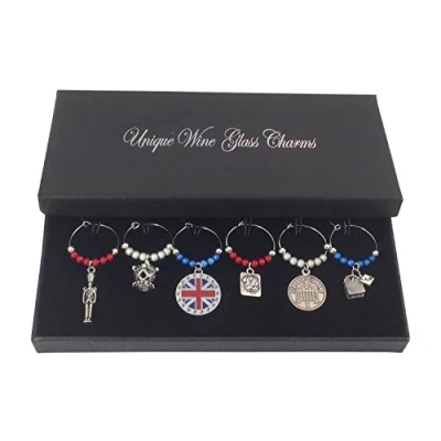 Afbeelding van Libby&#039;s Market Place Groot Brittannië Britse Design wijnglas bedels met geschenkdoos