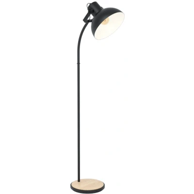 Afbeelding van Leen Bakker EGLO Vloerlamp Lubenham Zwart/hout Staande Bruin Hout